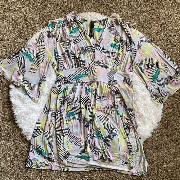 Melissa McCarthy X Seven7 Dress Multicolor Stretchy Tie Back Womens Size 0X - Picture 1 of 11